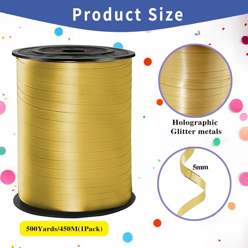 WFAUIBR 500 Yard Gold Curling Ribbon,Ribbon for Balloons Gold Ribbon Wrapping for Presents，Curling Ribbon for Gift Wrapping， for Balloon String ，Parties, Baby Shower,Crafts wrap - Image 2